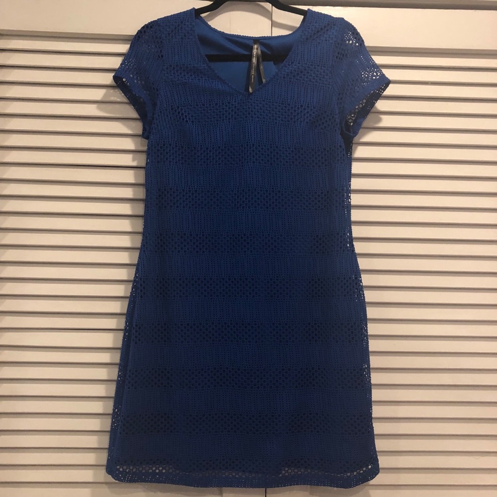 Andrew Marc • Blue Crochet Dress